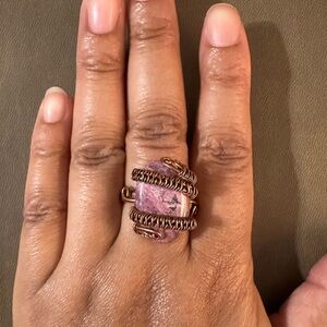 Custom Cobalt Calcite Copper Wired Ring